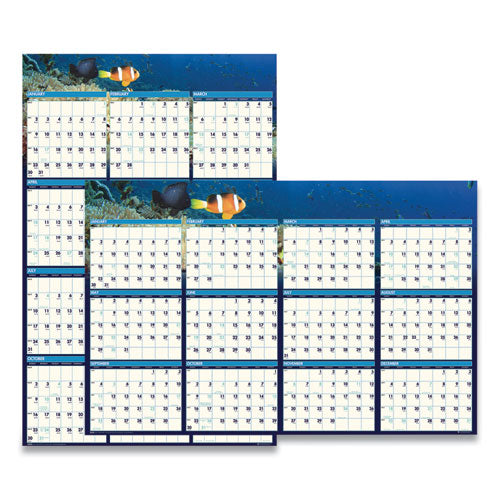 House of Doolittle™ Earthscapes Recycled Reversible-erasable Yearly Wall Calendar, Sea Life Photos, 24 X 37, White Sheets, 12-month(jan-dec):2022 freeshipping - TVN Wholesale