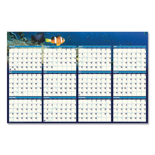 House of Doolittle™ Earthscapes Recycled Reversible-erasable Yearly Wall Calendar, Sea Life Photos, 24 X 37, White Sheets, 12-month(jan-dec):2022 freeshipping - TVN Wholesale