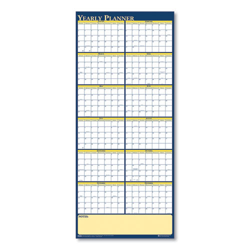 House of Doolittle™ Recycled Reversible Yearly Wall Planner, 60 X 26, White-blue-yellow Sheets, 12-month (jan To Dec): 2022 freeshipping - TVN Wholesale