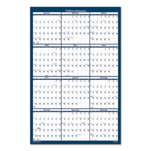 House of Doolittle™ Recycled Yearly Reversible Wall Calendar Non-laminated, 24 X 37, White-blue Sheets, 12-month (jan To Dec): 2022 freeshipping - TVN Wholesale