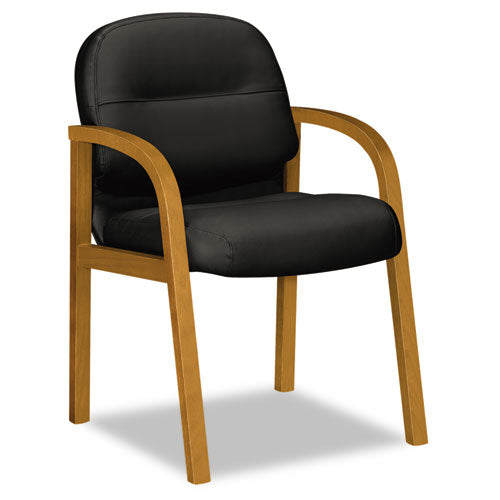 HON® Pillow-soft 2190 Guest Arm Chair, 23.5" X 27.5" X 35.5", Black Seat-back, Mahogany Base freeshipping - TVN Wholesale
