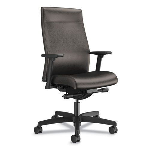 HON® Ignition 2.0 Upholstered Mid-back Task Chair With Lumbar, Supports 300 Lb, 17" To 22" Seat, Iron Ore Seat-back, Black Base freeshipping - TVN Wholesale
