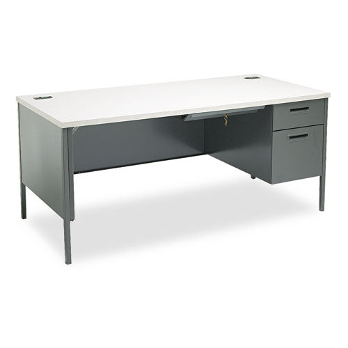 HON® Metro Classic Series Right Pedestal "l" Workstation Desk, 66" X 30" X 29.5", Mahogany-charcoal freeshipping - TVN Wholesale