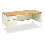HON® Metro Classic Series Right Pedestal "l" Workstation Desk, 66" X 30" X 29.5", Mahogany-charcoal freeshipping - TVN Wholesale