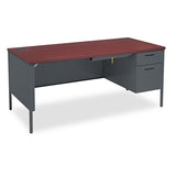 HON® Metro Classic Series Right Pedestal "l" Workstation Desk, 66" X 30" X 29.5", Mahogany-charcoal freeshipping - TVN Wholesale