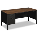 HON® Metro Classic Series Right Pedestal "l" Workstation Desk, 66" X 30" X 29.5", Mahogany-charcoal freeshipping - TVN Wholesale