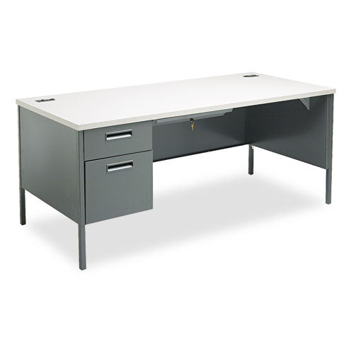 HON® Metro Classic Series Right Pedestal "l" Workstation Desk, 66" X 30" X 29.5", Mahogany-charcoal freeshipping - TVN Wholesale