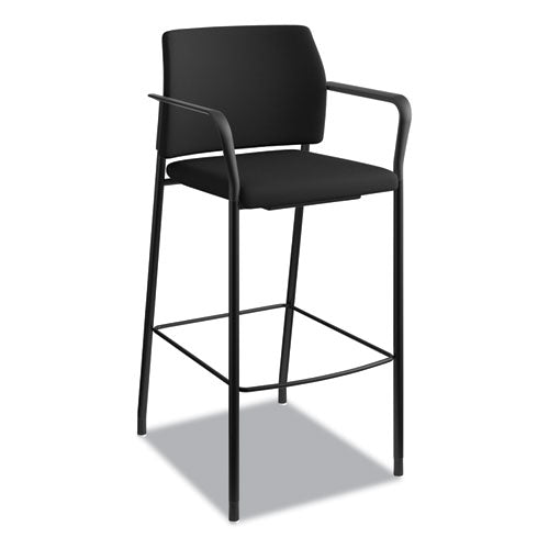 HON® Accommodate Series Cafe Stool With Fixed Arms, Supports Up To 300 Lb, 30" Seat Height, Black freeshipping - TVN Wholesale