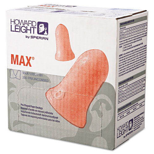 Howard Leight® by Honeywell Max-1 Single-use Earplugs, Cordless, 33nrr, Coral, 200 Pairs freeshipping - TVN Wholesale