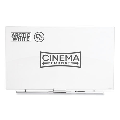 Iceberg Clarity Glass Cinema Magnetic White Board With Aluminum Marker Rail, 62 X 36, Arctic White Surface freeshipping - TVN Wholesale