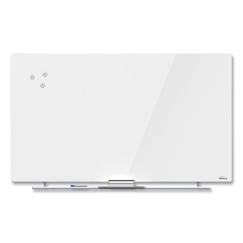 Iceberg Clarity Glass Cinema Magnetic White Board With Aluminum Marker Rail, 62 X 36, Arctic White Surface freeshipping - TVN Wholesale