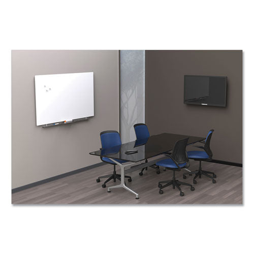 Iceberg Clarity Glass Cinema Magnetic White Board With Aluminum Marker Rail, 62 X 36, Arctic White Surface freeshipping - TVN Wholesale