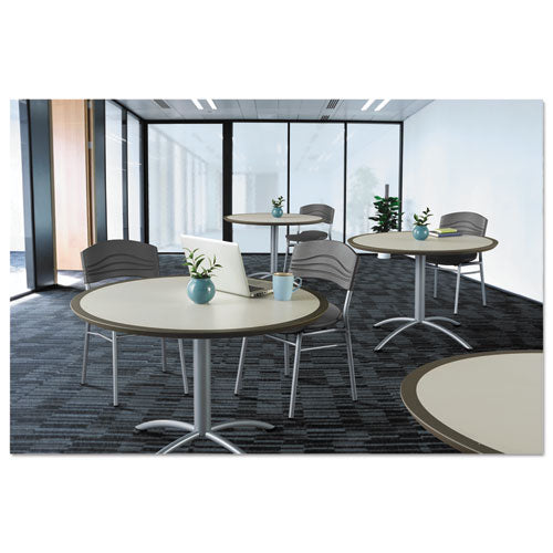 Iceberg Iland Table, Cafe-height, Round Top, Contoured Edges, 42" Dia X 29"h, Mahogany-black freeshipping - TVN Wholesale