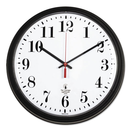 Chicago Lighthouse Black Quartz Contract Clock, 13.75" Overall Diameter, Black Case, 1 Aa (sold Separately) freeshipping - TVN Wholesale