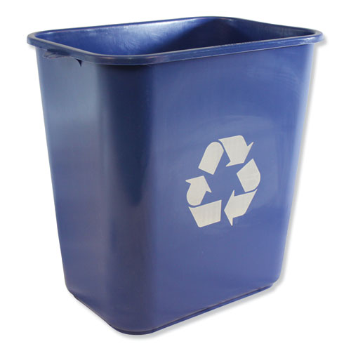 Impact® Soft-sided Recycle Logo Plastic Wastebasket, Rectangular, 28 Qt, Polyethylene, Blue freeshipping - TVN Wholesale