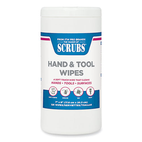 SCRUBS® Hand And Tool Wipes, 7 X 8, White, 125-canister, 6 Canisters-carton freeshipping - TVN Wholesale