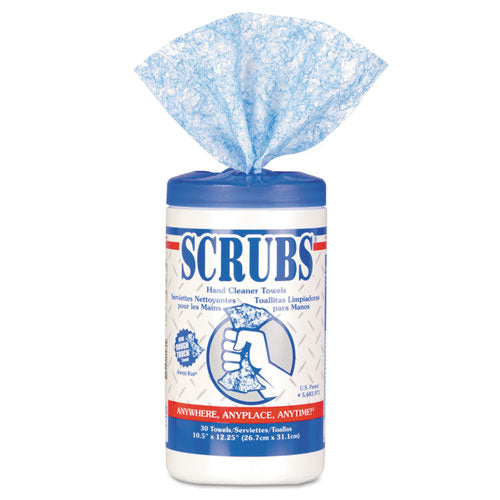 SCRUBS® Hand Cleaner Towels, 10 X 12, Blue-white, 30-canister freeshipping - TVN Wholesale