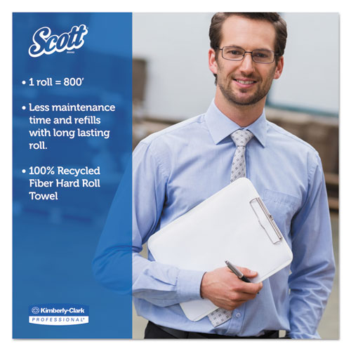 Scott® Essential 100% Recycled Fiber Hard Roll Towel, 1.5" Core, White, 8" X 800 Ft, 12-carton freeshipping - TVN Wholesale