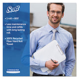 Scott® Essential 100% Recycled Fiber Hard Roll Towel, 1.5" Core, White, 8" X 800 Ft, 12-carton freeshipping - TVN Wholesale