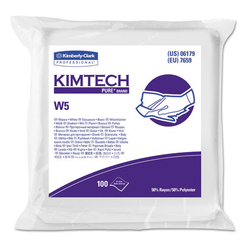 Kimtech™ W5 Critical Task Wipers, Flat Double Bag, Spunlace, 9x9, White, 100-pk, 5-carton freeshipping - TVN Wholesale