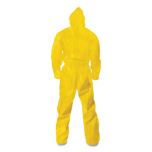 KleenGuard™ A70 Chemical Spray Protection Coveralls, Hooded, Storm Flap, Large, Yellow, 12-carton freeshipping - TVN Wholesale