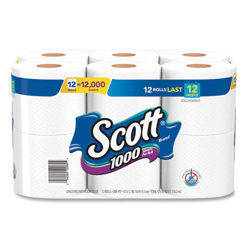 Scott® Toilet Paper, Septic Safe, 1-ply, White, 1000 Sheets-roll, 12 Rolls-pack, 4 Pack-carton freeshipping - TVN Wholesale
