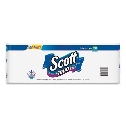 Scott® 1000 Bathroom Tissue, Septic Safe, 1-ply, White, 1000 Sheet-roll, 20-pack freeshipping - TVN Wholesale