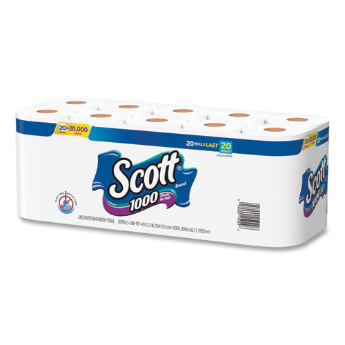 Scott® 1000 Bathroom Tissue, Septic Safe, 1-ply, White, 1000 Sheet-roll, 20-pack freeshipping - TVN Wholesale