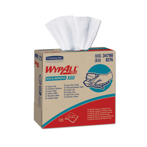 WypAll® X60 Cloths, Pop-up Box, White, 9 1-8 X 16 4-5, 126-box freeshipping - TVN Wholesale