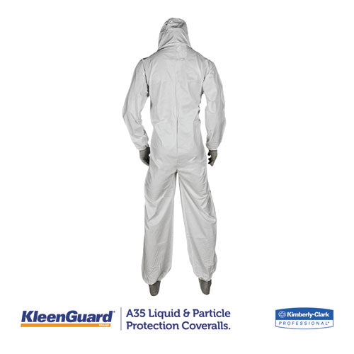 KleenGuard™ A35 Liquid And Particle Protection Coveralls, Zipper Front, Hooded, Elastic Wrists And Ankles, Large, White, 25-carton freeshipping - TVN Wholesale