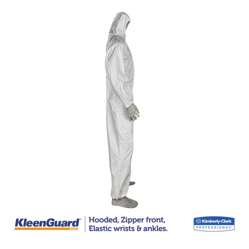 KleenGuard™ A35 Liquid And Particle Protection Coveralls, Zipper Front, Hooded, Elastic Wrists And Ankles, X-large, White, 25-carton freeshipping - TVN Wholesale