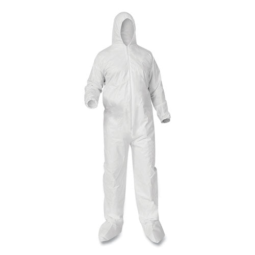 KleenGuard™ A35 Liquid And Particle Protection Coveralls, Zipper Front, Hood-boots, Elastic Wrists-ankles, 2x-large, White, 25-carton freeshipping - TVN Wholesale