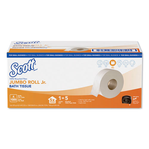 Scott® Essential 100% Recycled Fiber Jrt Bathroom Tissue For Business, Septic Safe, 2-ply, White, 1,000 Ft, 4 Rolls-carton freeshipping - TVN Wholesale