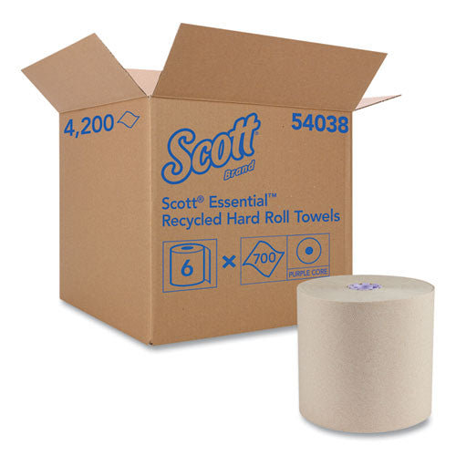 Scott® Essential 100% Recycled Fiber Hard Roll Towel, 1.75" Core, Brown, 8" X 700 Ft, 6-carton freeshipping - TVN Wholesale