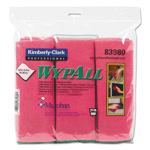 WypAll® Microfiber Cloths, Reusable, 15 3-4 X 15 3-4, Red, 6-pk, 4 Pk-ct freeshipping - TVN Wholesale