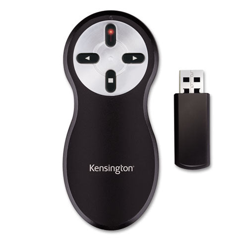 Kensington® Wireless Presenter With Red Laser, Class 2, 65 Ft Range, Black-silver freeshipping - TVN Wholesale