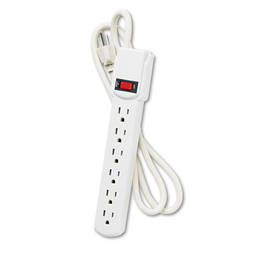 Kensington® Six-outlet Power Strip, 120v, 4 Ft Cord, 1.5 X 3.75 X 13, Cream-ivory freeshipping - TVN Wholesale