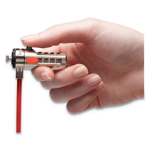 Kensington® Portable Combination Laptop Lock, 6ft Steel Cable, Red freeshipping - TVN Wholesale
