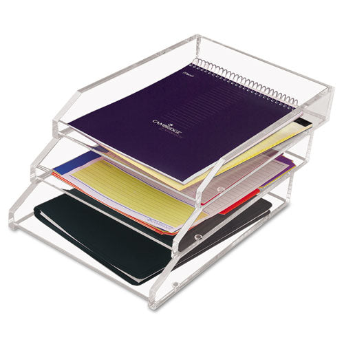 Kantek Clear Acrylic Letter Tray, 2 Sections, Letter Size Files, 10.5" X 13.75" X 2.5", Clear, 2-pack freeshipping - TVN Wholesale