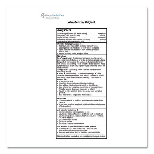 Alka-Seltzer® Original Stomach Relief And Pain Relief Medicine, 15-box freeshipping - TVN Wholesale