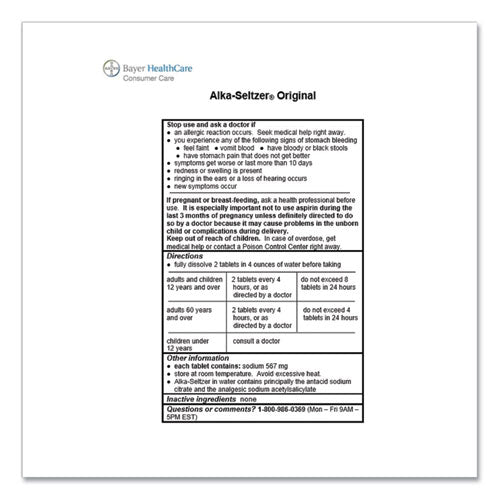 Alka-Seltzer® Original Stomach Relief And Pain Relief Medicine, 15-box freeshipping - TVN Wholesale