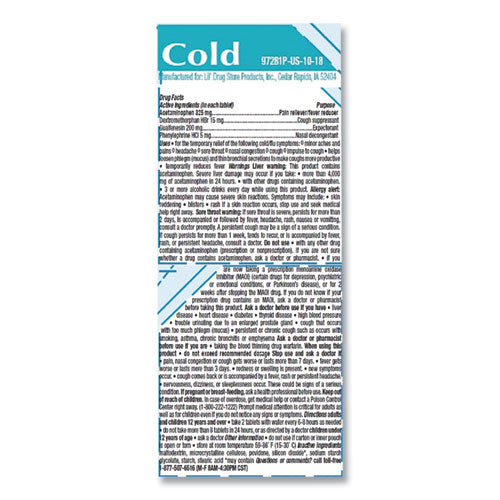 Lil' Drugstore® Severe Cold Tablets, Refill Pack, Two Tablets-packet, 50 Packets-box freeshipping - TVN Wholesale