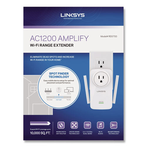 LINKSYS™ Ac1200 Amplify Dual-band Wifi Extender, 2 Ports, 300-867 Mbps, 2.4-5ghz freeshipping - TVN Wholesale