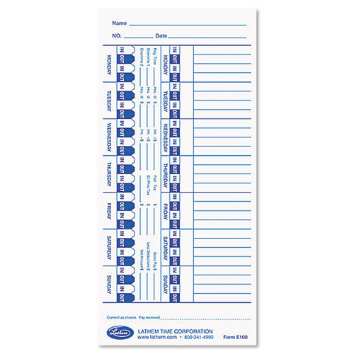 Lathem® Time Time Clock Cards For Lathem Time E Series, One Side, 4 X 9, 100-pack freeshipping - TVN Wholesale
