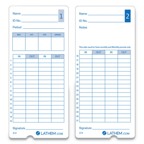 Lathem® Time Time Clock Cards For Lathem Time 400e, Two Sides, 3 X 7, 100-pack freeshipping - TVN Wholesale