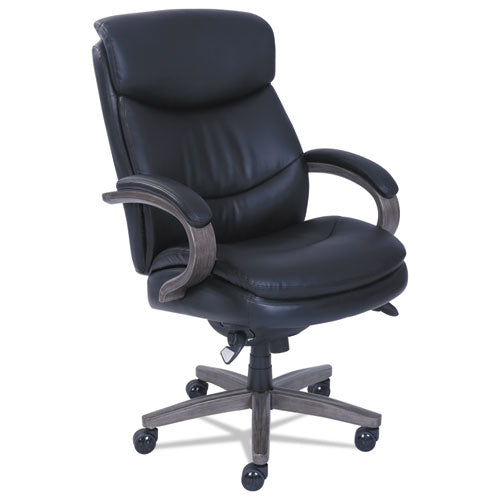 La-Z-Boy® Woodbury High-back Executive Chair, Supports Up To 300 Lb, 20.25" To 23.25" Seat Height, Black Seat-back, Weathered Gray Base freeshipping - TVN Wholesale