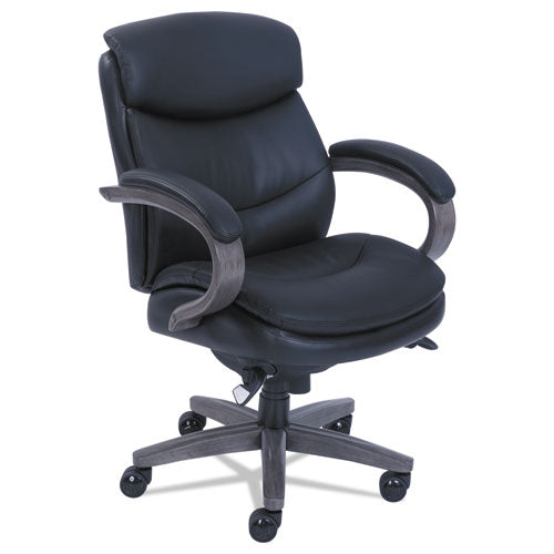 La-Z-Boy® Woodbury Mid-back Executive Chair, Supports Up To 300 Lb, 18.75" To 21.75" Seat Height, Black Seat-back, Weathered Gray Base freeshipping - TVN Wholesale