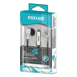 Maxell® B-13 Bass Earbuds With Microphone, White, 52" Cord freeshipping - TVN Wholesale