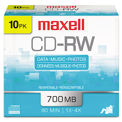 Maxell® Cd-rw Rewritable Disc, 700 Mb-80 Min, 4x, Jewel Case, Silver, 10-pack freeshipping - TVN Wholesale