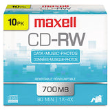 Maxell® Cd-rw Rewritable Disc, 700 Mb-80 Min, 4x, Jewel Case, Silver, 10-pack freeshipping - TVN Wholesale